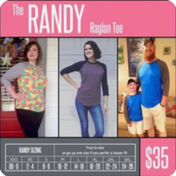 Used LulaRoe Randy unisex baseball style top (L) - Picture 8 of 10